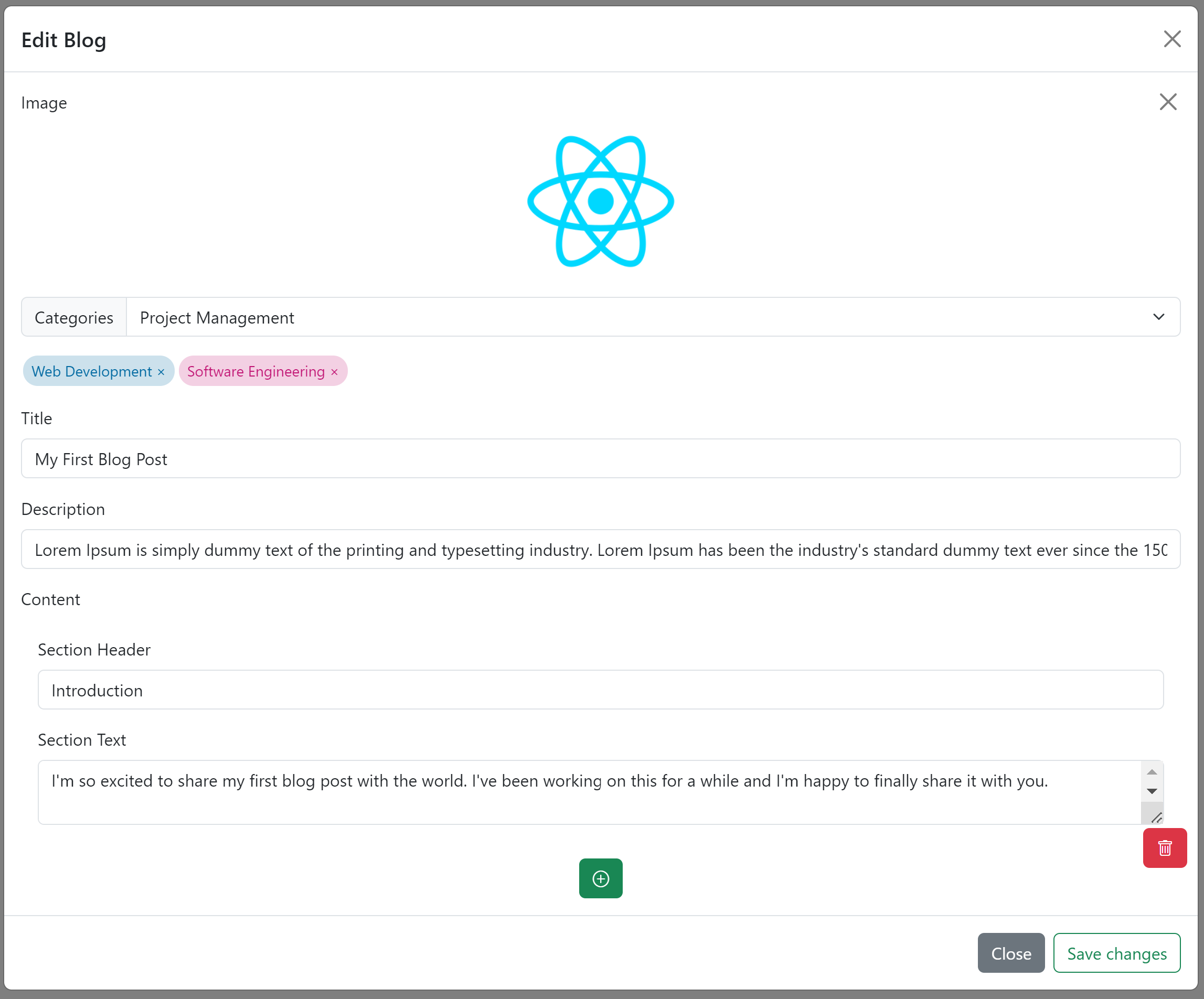 Edit Blog Modal