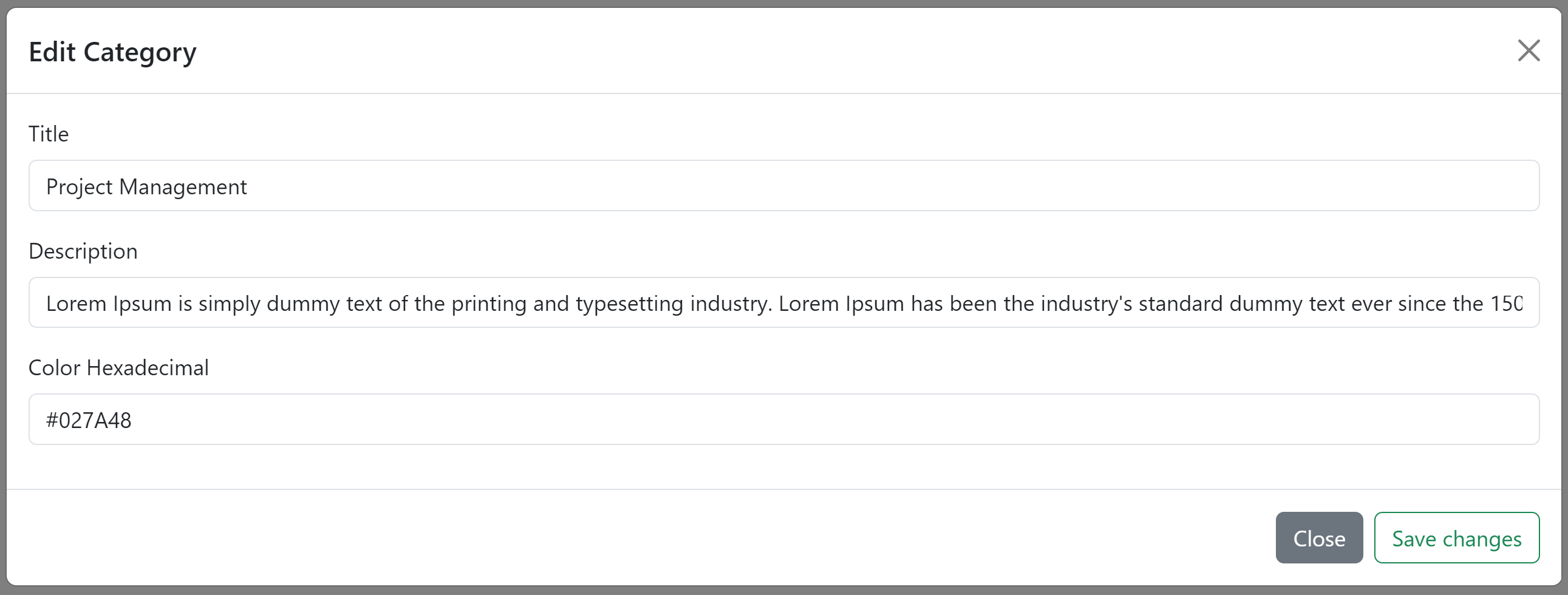 Edit Category Modal
